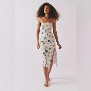 UO Samara Mesh Strapless Stretch Midi Dress